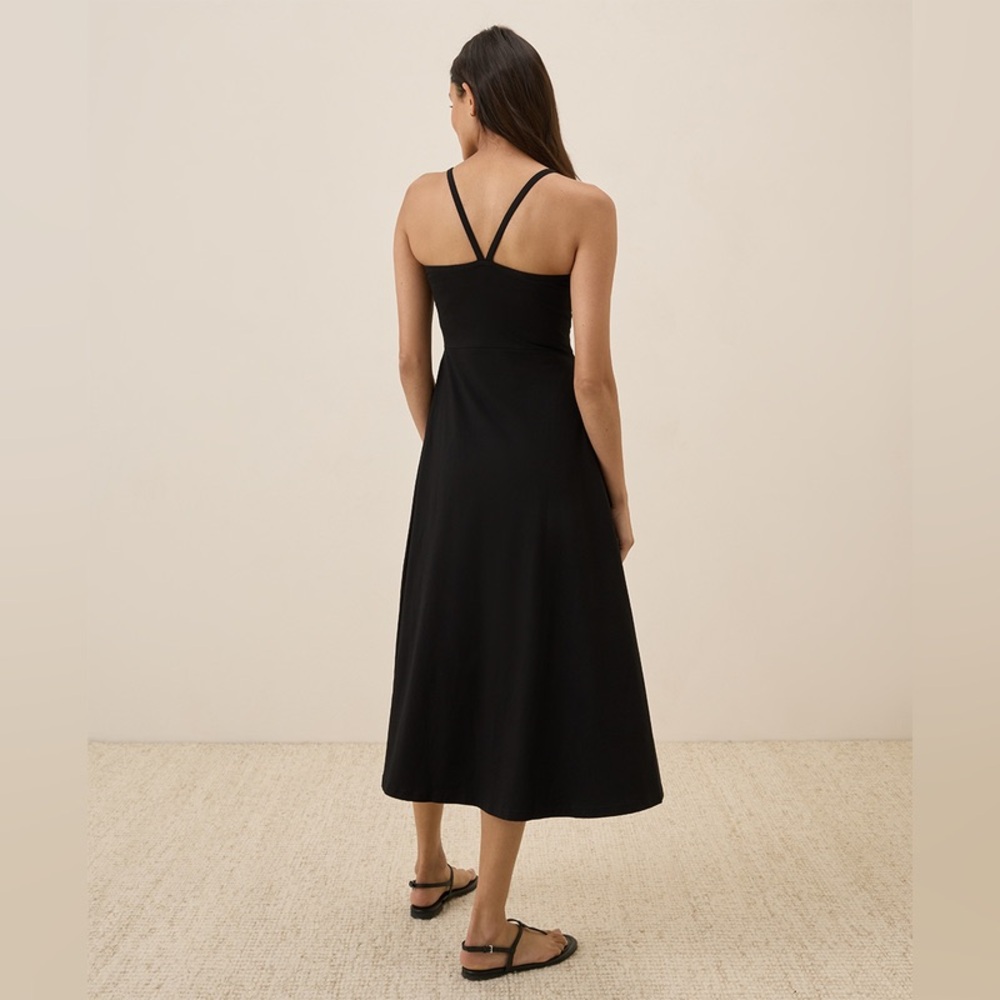 Pact Fit & Flare Midi Dress in Black; Organic Cotton - Picture 2 of 7